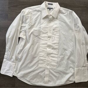 Madison Tuxedo Shirt Mens XL 17.5 White Pleated French Cuff
